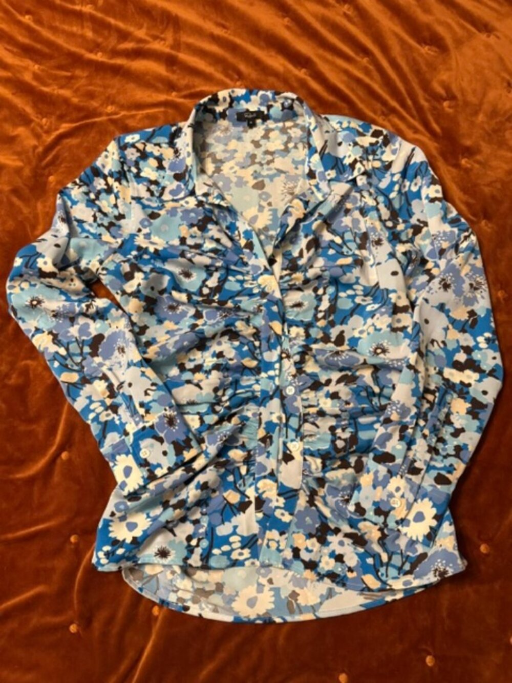 Rails Lisa Blue Zinnia Floral Ruched Blouse â Size S
